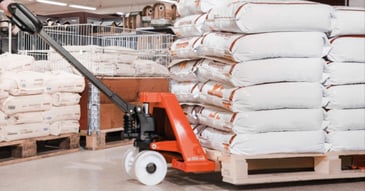 Hand pallet truck used in warehouse