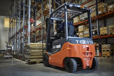 forklift truck in warehouse