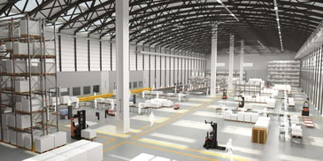 automated guided vehicles in a warehouse