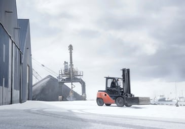 toyota tonero forklift truck on dockside